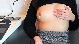 Blonde tight pussy babe solo toy fun in glamour masturbation