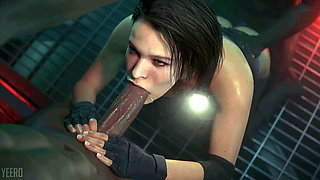 Resident Evil - Jill Valentine Threesome Blowjob Cum POV (Sound)