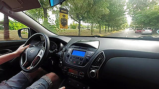 Horny amateur stepmom with sexy legs in heels in the car with her stepson in the morning