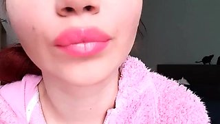 Glossy Pinky Lips Smoking Close-Up Smoking