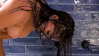 Curvy Amateur Lady with Pierced Nipples and Huge Ass Takes Bath and Rides Suction Cup Dildo