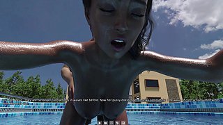 My Dorm 144 - the Topless Pool (birthday) Party Part 11 - Betty Masturbating by Seeing Mark and Alexia's Sex in the Hot-tub