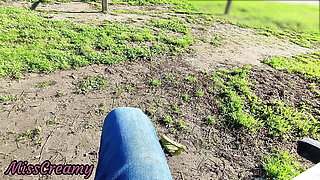 FLASHING my COCK in front a everyone in a PUBLIC PARK and my STEPDAUGHER HELPS me CUMSHOT - REAL SEX RISKY