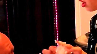 Miss Alessa Milano Femdom Cum Feeding Blowjob Training by German Mistress in Latex Dress Part 2