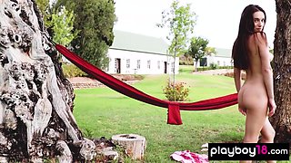 Nude Ukrainian babe resting in a hammock