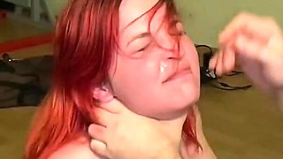 Hard Face Slapping, Punching, Spitting, Pissing on a Handcuffed Slave Girl