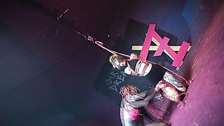 Dirty lady at tattoo bondage video