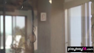 Raunchy ebony teenager reveals her black cunt