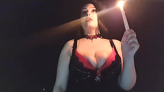 Big Tits Fetish Halloween with Wax and Oil Play
