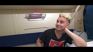 HUNT4K. Having fun in a train with a redhead who likes striptease and sucking strangers dicks: Porn