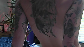 Tattooed Neighbor Takes Cumshot on the Ass