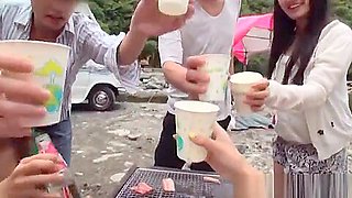 Lovely Japanese doll gives hot outdoor blowjob