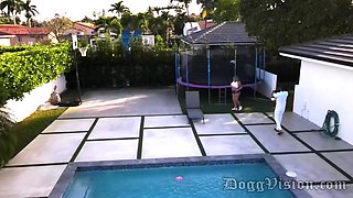 Davina Raines - Perfect Ass Mature Trampoline Jumping Outdoors - Curvy Big tits Rag Doll