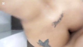 Stepmom Cheats in Shower with Big Cock - Amateur Brunette Fucking Hard