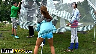 Foursome fuck scene with students