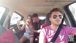 Hot Latina Teen Gives Blowjob in Uber Backseat - Public Car Sex with Big Dick Andy Stone