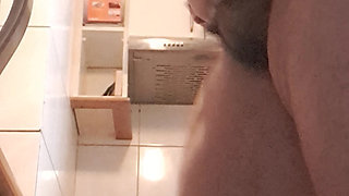 Mom in the kitchen seducing without panties