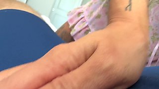 Slim asian stepmom hops in his bed first thing in the morning, for some dick POV