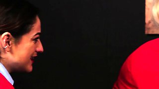 Uniform CFNM schoolbabes tugging guy