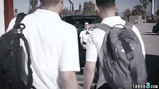 Nerdy takes revenge on bullies and orders them to double-penetration