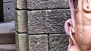 Outdoor Naked Spreading and Gaping Pussy