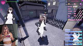 Masturbating and Playing a Naughty Hentai Girl Game