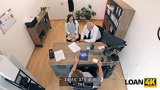 Loan4k. small whore mina k is doing grubby things in the office to get the loan