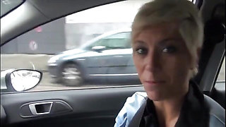 Short Haired Blonde Chick Gets Man Handled in the Cellar and Fucked in the Ass