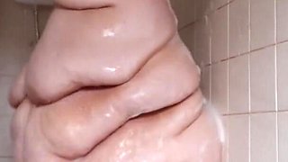 SSBBW Lady Brads shower & belly jiggles