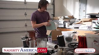 Blonde MILF Laura Bentley thanks son's friend by riding his cock