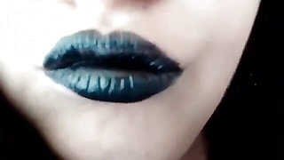 Black gothic lipstick and big tits