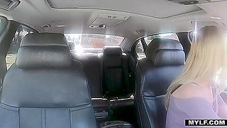 teen 18+ &amp; Milf Team Up For Scissoring Session In Car!