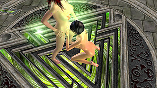 Animated 3D Cartoon Porn - a Beautiful Girl Giving Blowjob to a Big Breasted Shemale