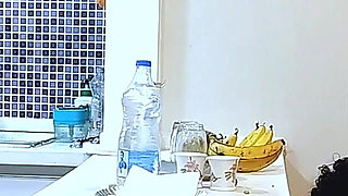 Big Ass Wife Starts Sucking Her Husband's in the Kitchen and Kisses
