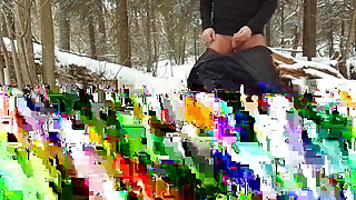 Stepmom sucks my in the winter forest.