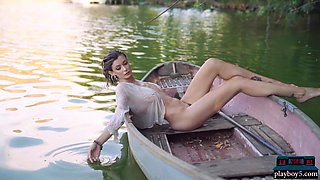 Huge natural tits German Playboy model