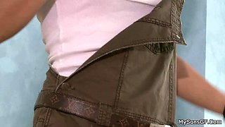 Horny old granpa licks and fucks her young pussy