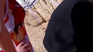 Beach anal fuck for blonde milf Mollie Wood loving big cock