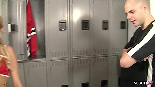 Beatuy slim Cheerleader without Panty seduce to Fuck by her Fat Dick Coach after Lesson