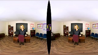 Back To School; Teacher Student Strip Solo Blonde Huge Natural Tits Shaved Pussy Black Nylons