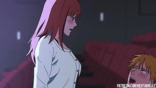 Makima got excited from public sex in the cinema hentai anime