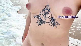 Hairy Girl Walks on Nude Beach