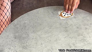 Hot babe in fishnets POV video