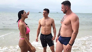 I Met Two Hot Guys On The Beach And I Was So Horny That I Gave It To Them Right There
