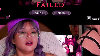 CUTE PURPLE HAIRED GIRL TRIES TO BEAT HENTAI BOSS FIGHT