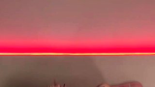 Sexy dame with enormous knockers and glasses wanking with