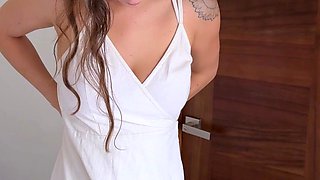 Cute curly brunette solo webcam masturbation