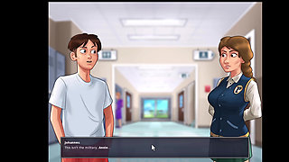 Summertime Saga, she gave him a handjob in the shower and cleaned him up.