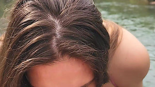 POV - Yummy Blowjob and an Amazing View... but I Was Scared to Death of Someone Passing by Hehe Outdoors