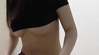 Japanese Girl in Mini Skirt Cleaning Girls Only Apartment While Fixing Big Tits Spilled Out of T-shirt and Thong Panties Wedgie